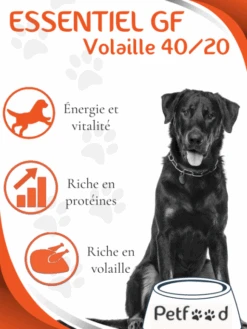 Croquettes Essentiel Grain Free Volaille 40/20 Nature Dog 15kg