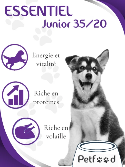 Croquettes Essentiel Junior 35/20 Low Grain Nature Dog 15kg 2 Croquettes Essentiel Junior 35/20 Low Grain Nature Dog 15kg – Image 2
