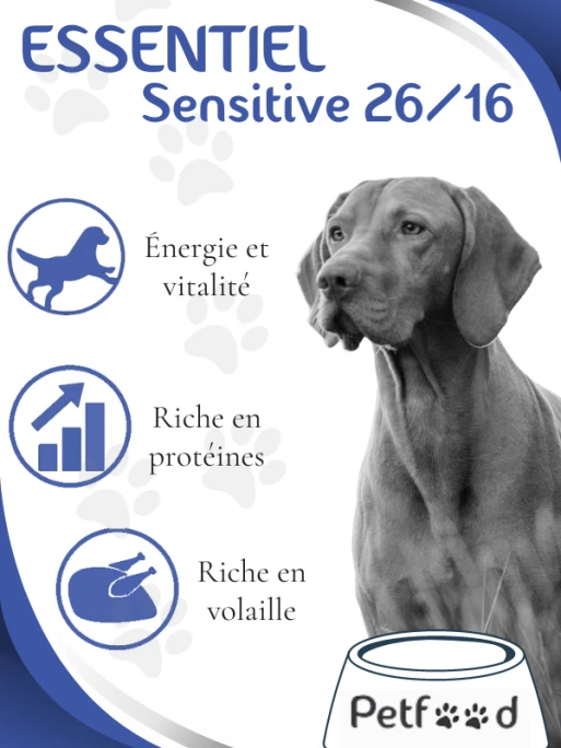 Croquettes Essentiel Sensitive 26/16 Low Grain Nature Dog 15kg 1 Croquettes Essentiel Sensitive 26/16 Low Grain Nature Dog 15kg